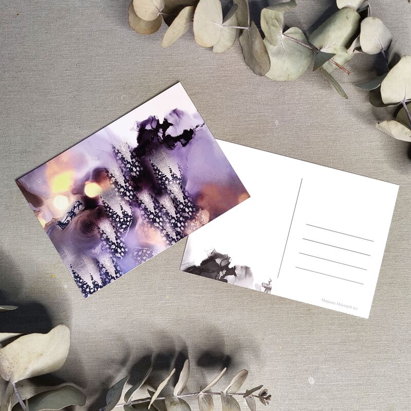 Joulukortti ja sen takaosa