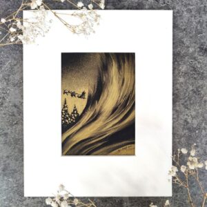 "Joulun taikaa II" on Marjaana Melentjeffin puoliabstrakti akryylimaalaus.